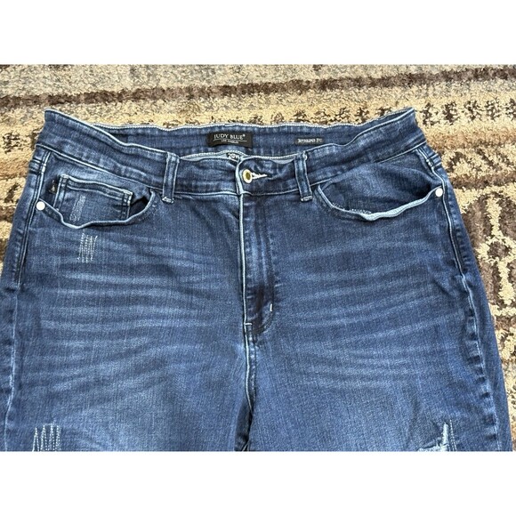 Women’s Judy blue 20 W Boyfriend fit distressed dark blue denim jeans - Picture 2 of 4